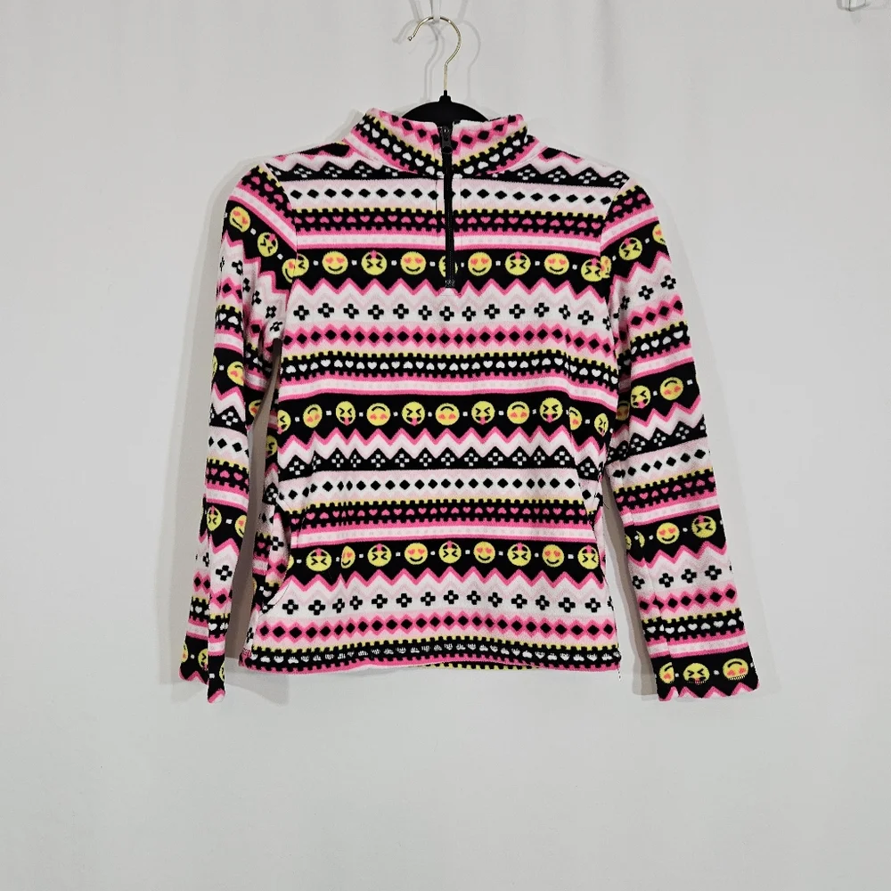 The Children's Place emoji quarter zip fleece top girls size large 10/12